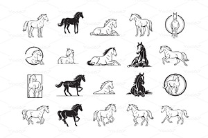 Vector collection of horses, an Animal Illustration by yod67