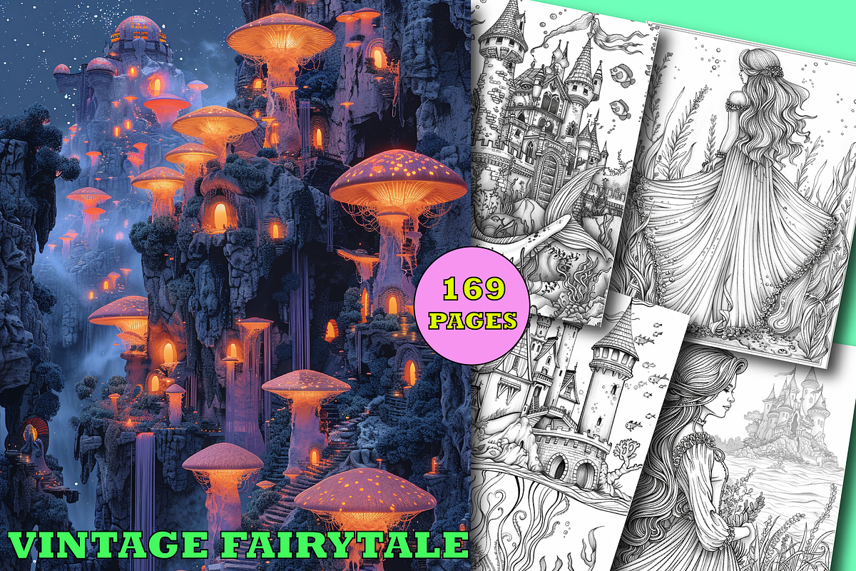 Vintage Fairytale Coloring Pages, a Person Illustration by Design Zone (Photo 1 of 7)