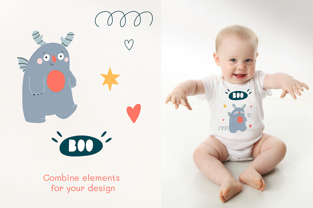 Boo - cute monsters collection, an Animal Illustration by Mariart_i (Photo 4 of 8)