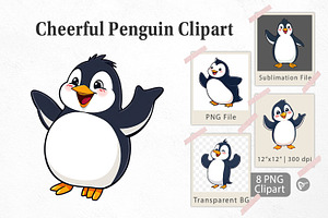 Cheerful Penguin Clipart, a Graphic by Artnoy