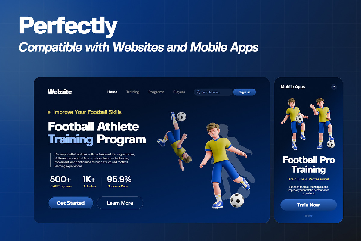 Football Player 3D Character Pack, a Characters & Person 3D Model by Haps Space (Photo 3 of 4)
