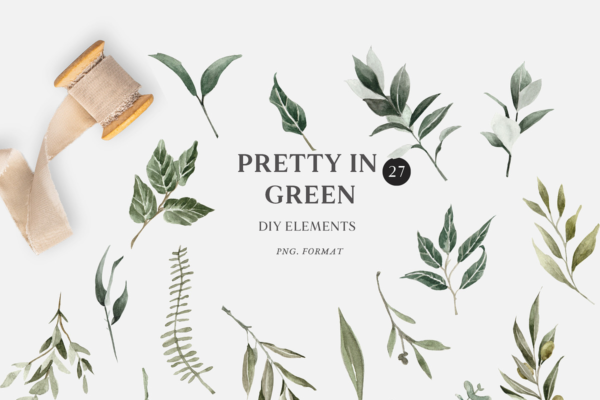 Watercolor greenery foliage set, an Illustration by Grace Noboa Illustrations (Photo 6 of 9)