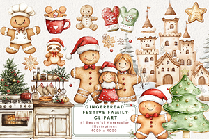 Gingerbread Festive Family Clipart, an Illustration by NadiaTheronArt