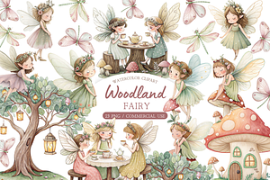 Watercolor Pink Fairy Clipart Bundle, an Illustration by MockupWizard