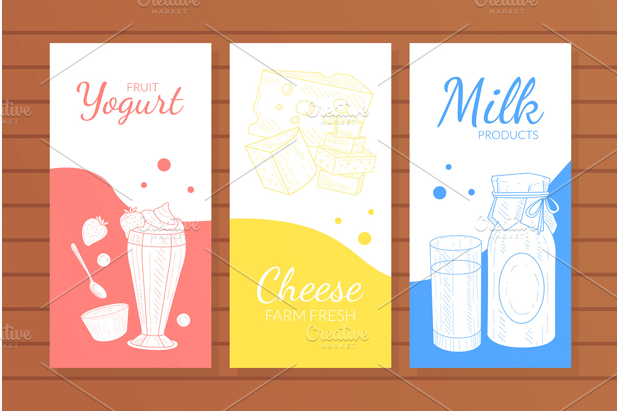 Dairy Products Banners Templates, a Food Illustration by TopVectors