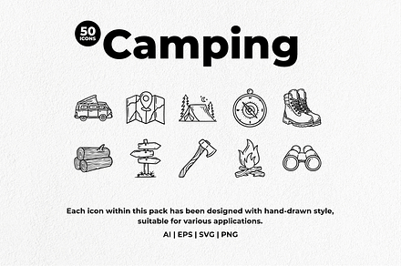 Camping Hand-drawn Icon Pack