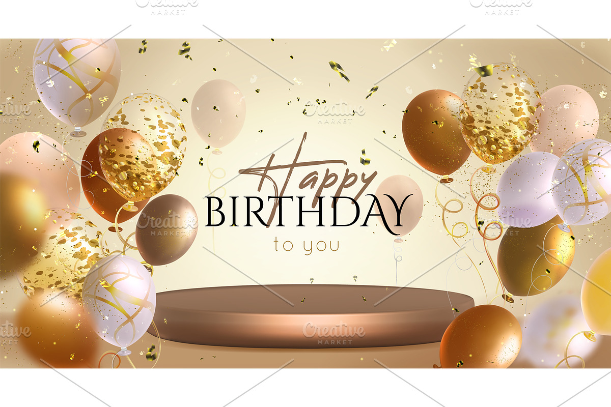 Happy birthday greeting card with, an Object Illustration by art PVP - market