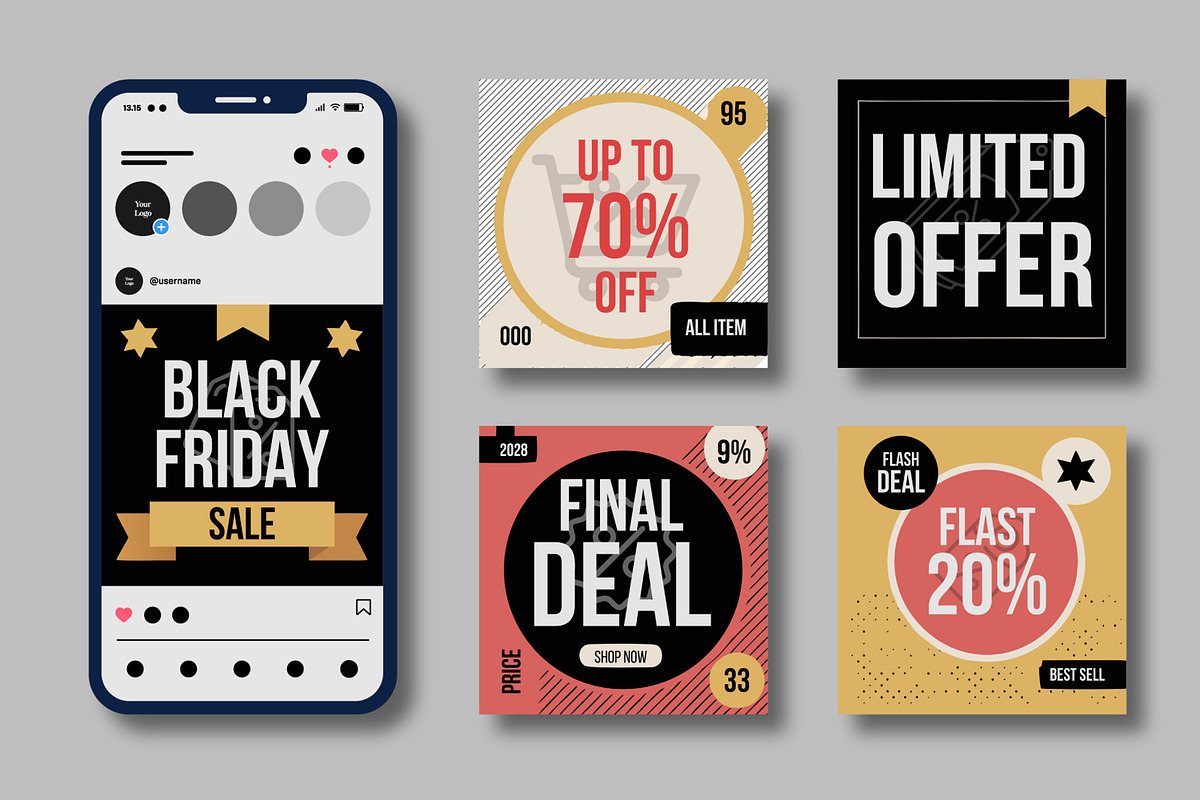 Black Friday Editable Social Media, a Social Media Template by MightyDesign (Photo 2 of 8)