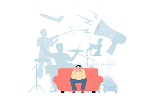 Man covers ears with hands. Urban, an Illustration by LadadikArt