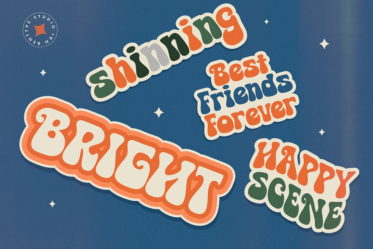 Happie Vintage - Psychedelic Display, a Sans Serif Font by Bentype Studio (Photo 6 of 7)