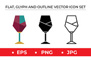 Wine Glass Icon Set - 3 Styles, an Outline Icon by Artonix (Thumbnail 1 of 2)