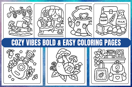 Cozy Vibes Coloring Book Vol- 02, a Decorative Illustration by Design Haven