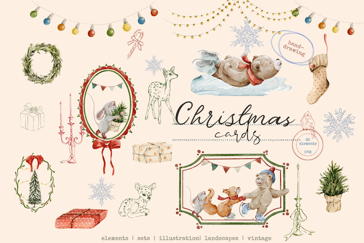 Christmas cards Vintage collection, an Animal Illustration by 60secondsArt (Photo 1 of 9)
