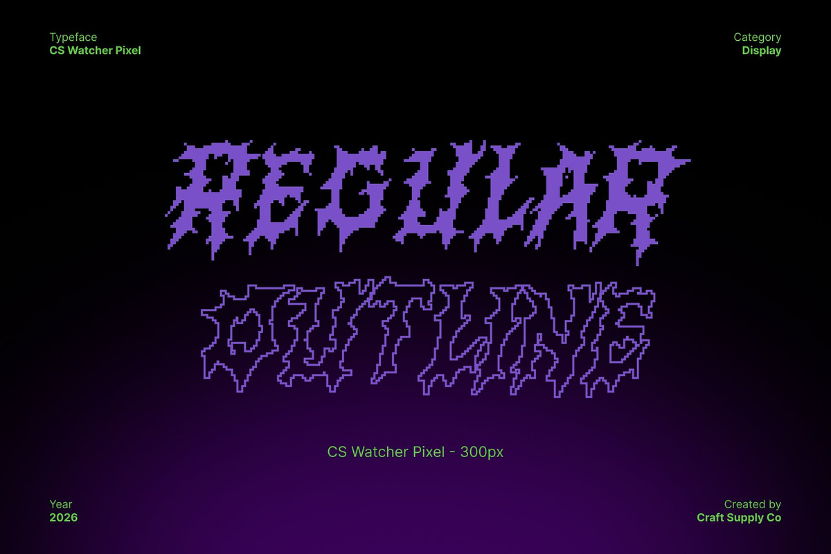 CS Watcher Pixel, a Blackletter Font by Craft Supply Co. (Photo 3 of 8)