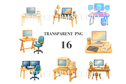 16 Computer Desk Clipart, a Decorative Illustration by Pati Charm Studio (Thumbnail 3 of 8)