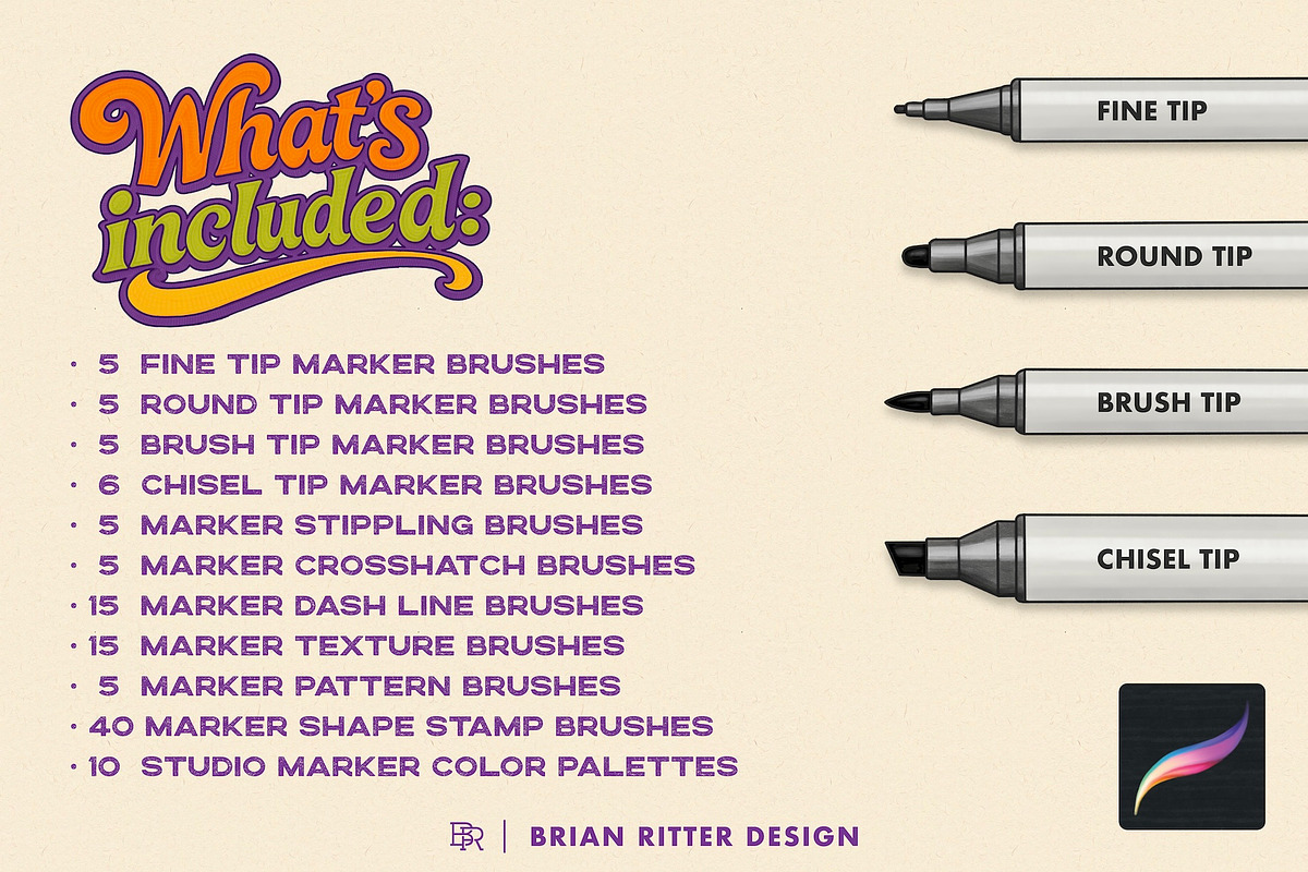 Markers for Procreate, a Brush Add-On by Brian Ritter Design (Photo 2 of 11)