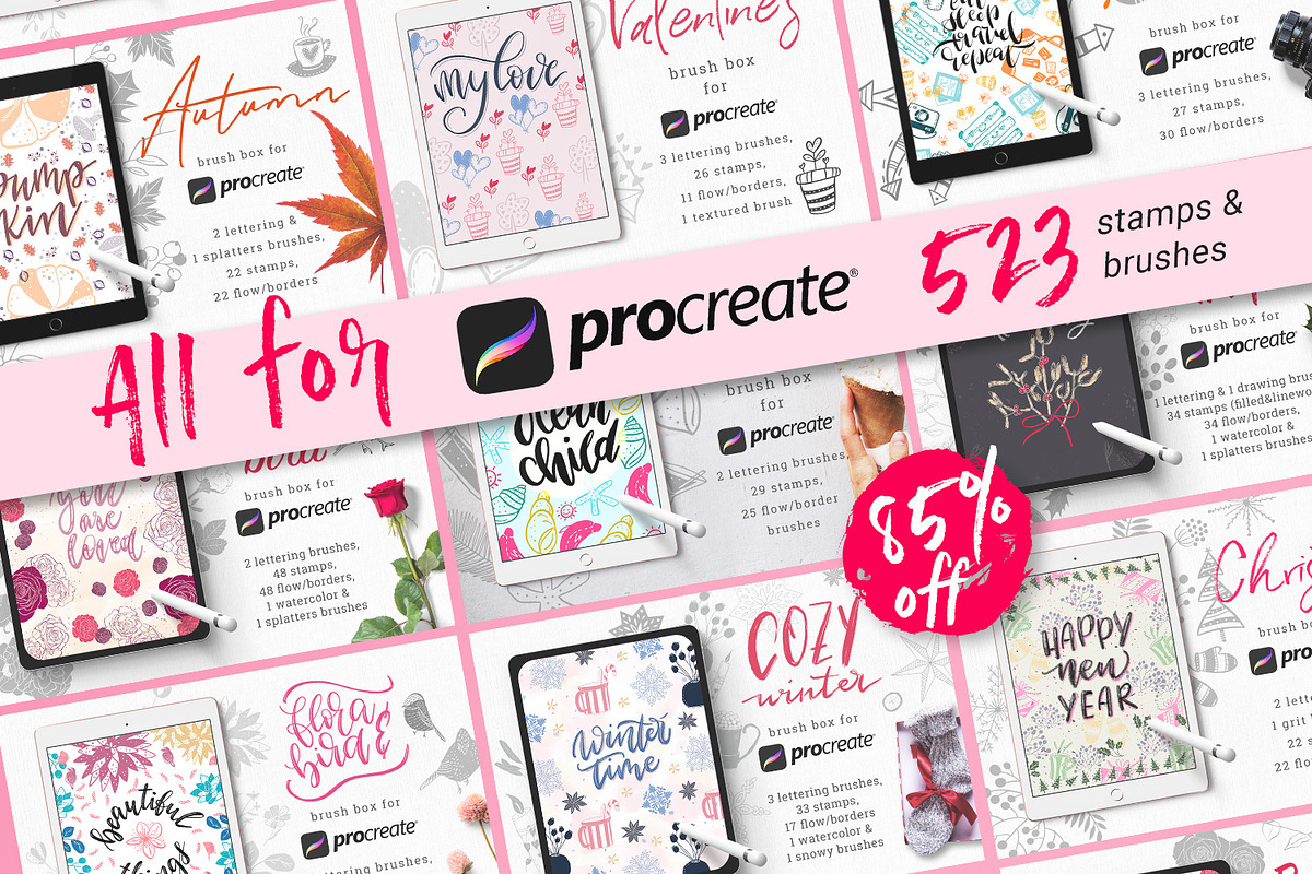 All for Procreate - brush bundle, a Brush Add-On by Gray Cat Graphics (Photo 3 of 34)