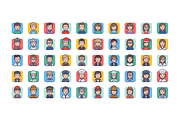 100 Flatline People Avatars Set, an Outline Icon by Vectory (Thumbnail 3 of 4)
