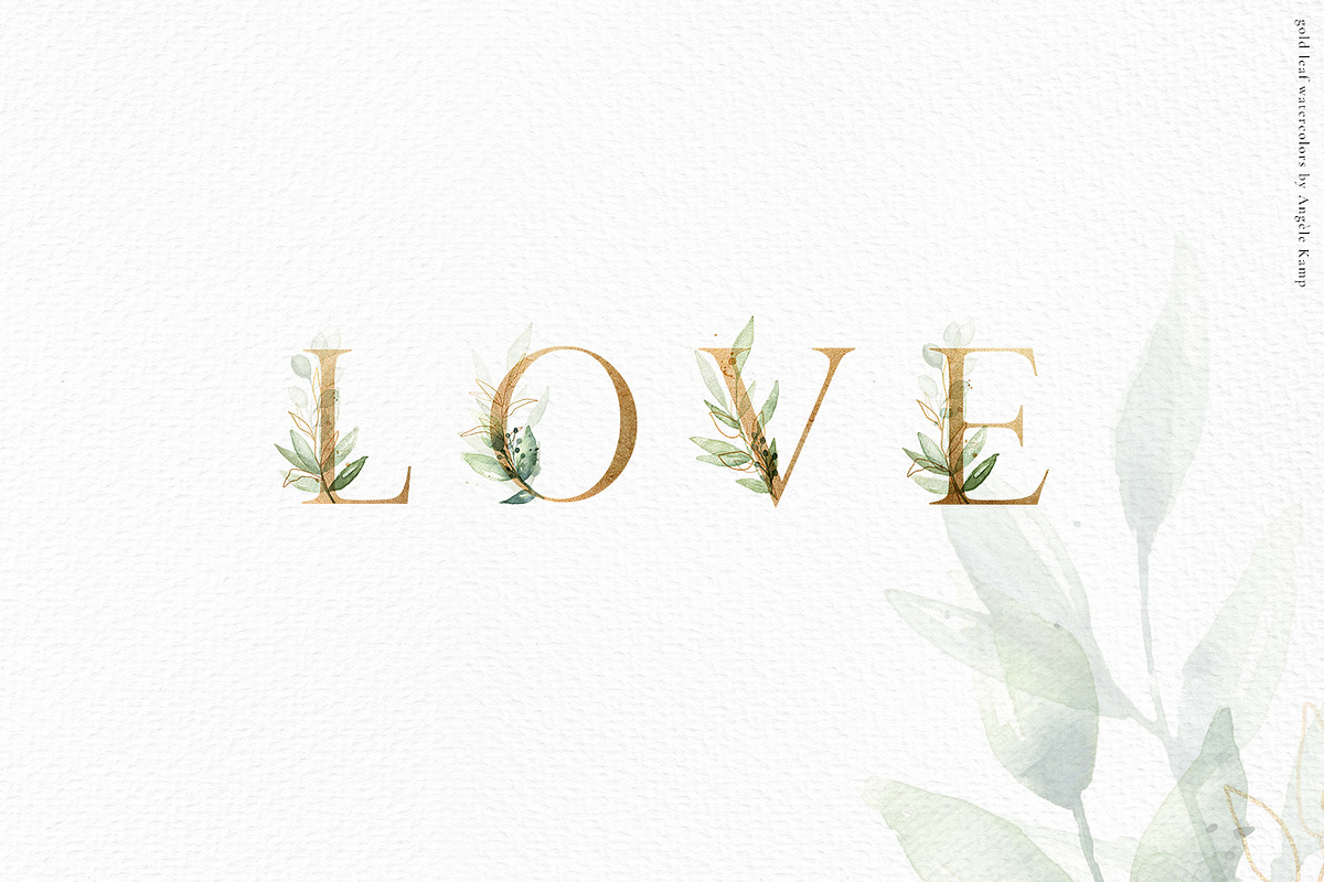 Gold leaf watercolor alphabet art, an Illustration by Angele Kamp (Photo 4 of 12)