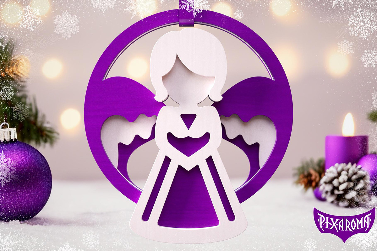 Angels Bundle 3D Layered Cut Files, a Decorative Illustration by pixaroma (Photo 5 of 5)