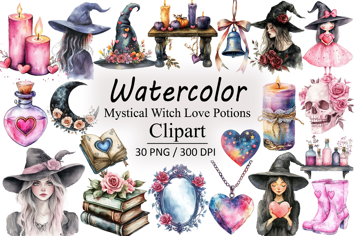 Mystical Witch Love Potions PNG Clip, an Illustration by Design Market (Photo 1 of 3)