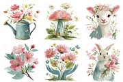 Whimsical Spring Watercolor Clipart, an Illustration by Craft Nest (Thumbnail 6 of 7)