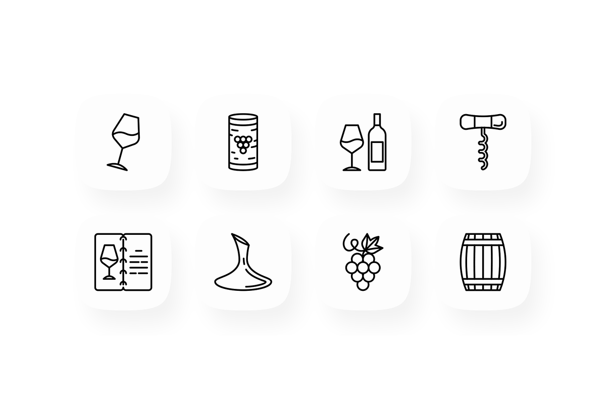 Wine 16 Thin Line Icons Set, an Outline Icon by Alex Blogoodf (Photo 2 of 5)