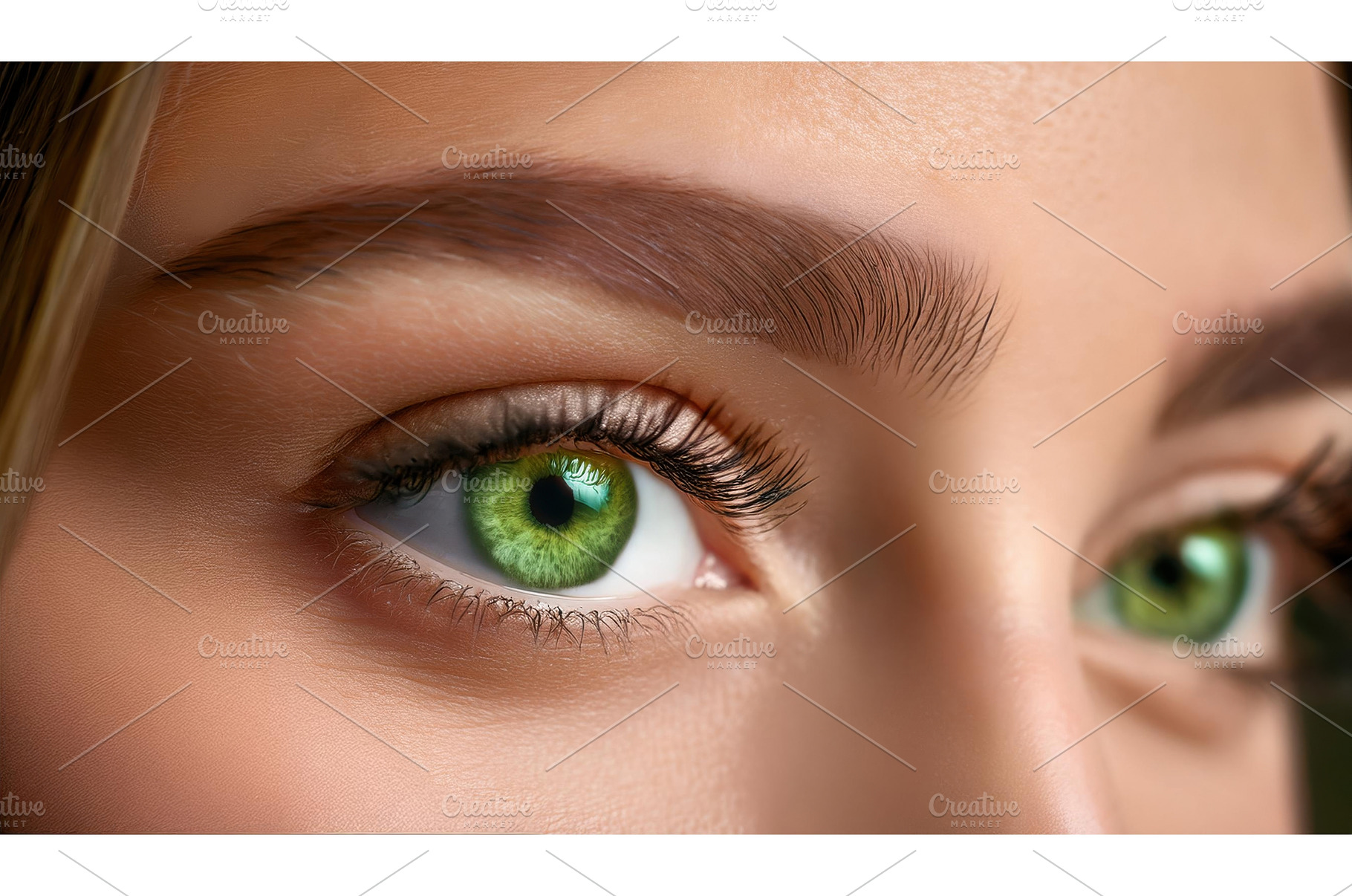 Close-up of vibrant green eye with, a Beauty & Fashion Photo by Igor Tichonow