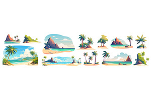 Island tropical set. Islands beach, an Object Illustration by Stock-Smart-Start