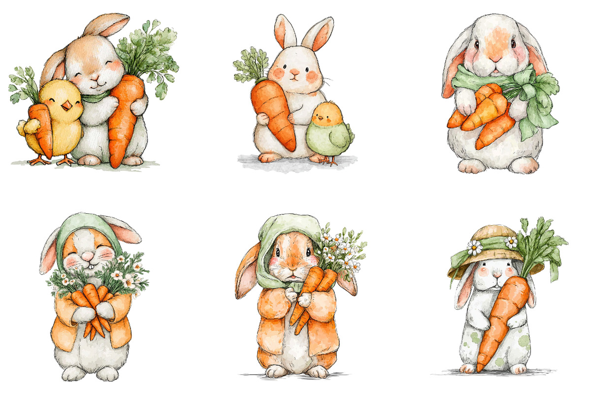 Watercolor Easter Bunny Clipart, an Illustration by Sublimation Artist (Photo 4 of 7)