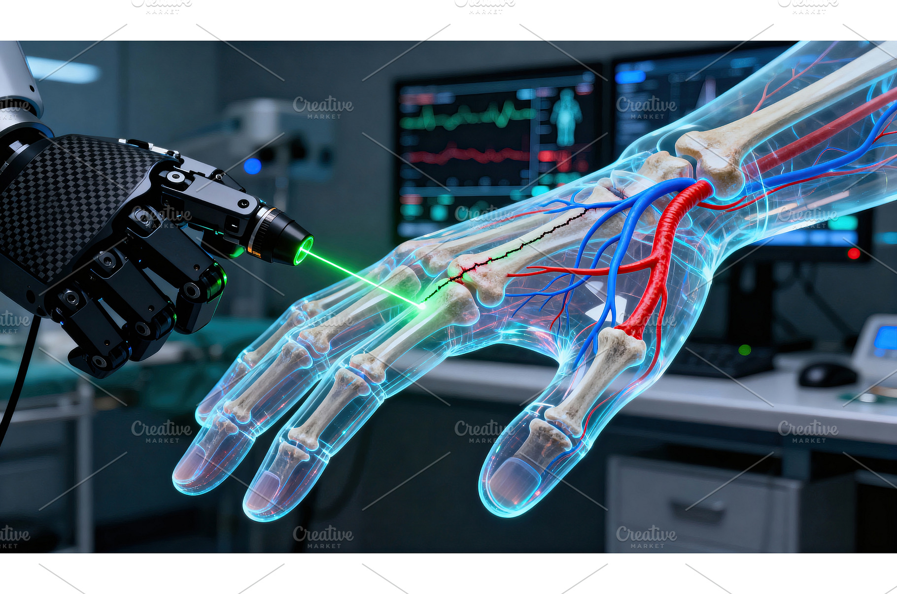Robotic surgical tool operating on, a Health & Medical Photo by tilialucida