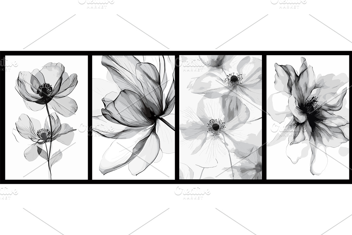 Four luxury transparent black and, an Object Illustration by Valerie Bodnar