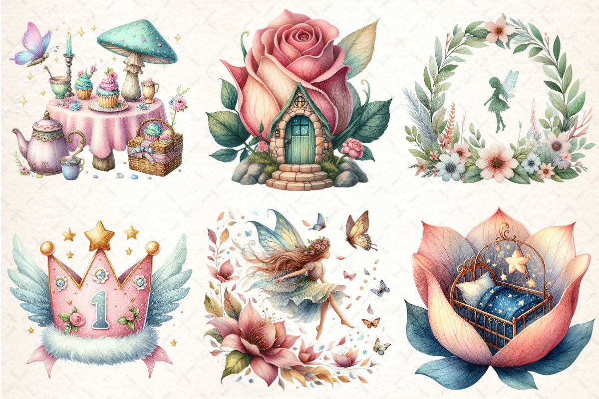 Pink Woodland Fairy Clipart, an Illustration by DreamCafeArt (Photo 3 of 7)