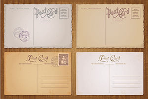 Vintage Postcards Vector Set