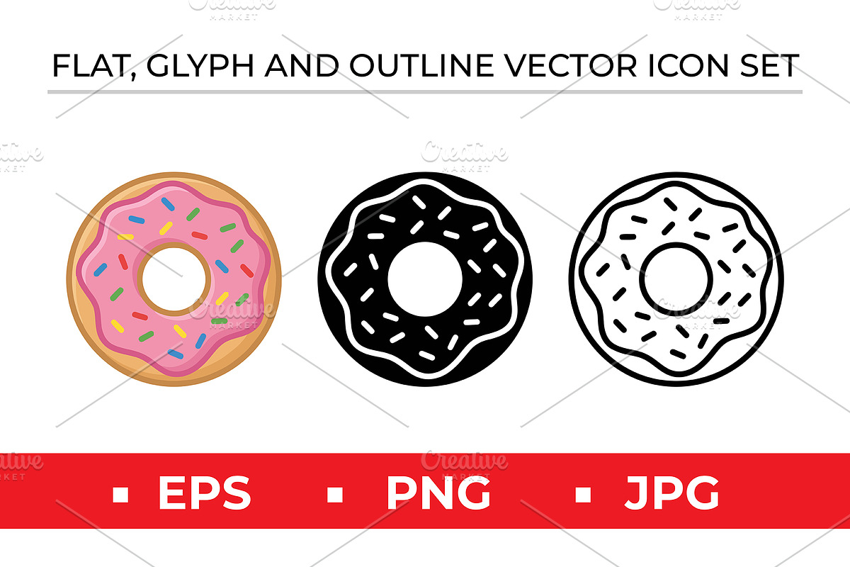 Donut Icon Set - 3 Styles, an Outline Icon by Artonix (Photo 1 of 2)