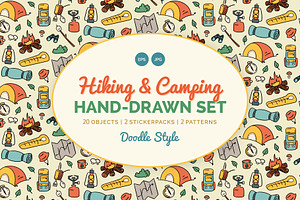 Camping Set Doodle Style, an Object Graphic by 35lab