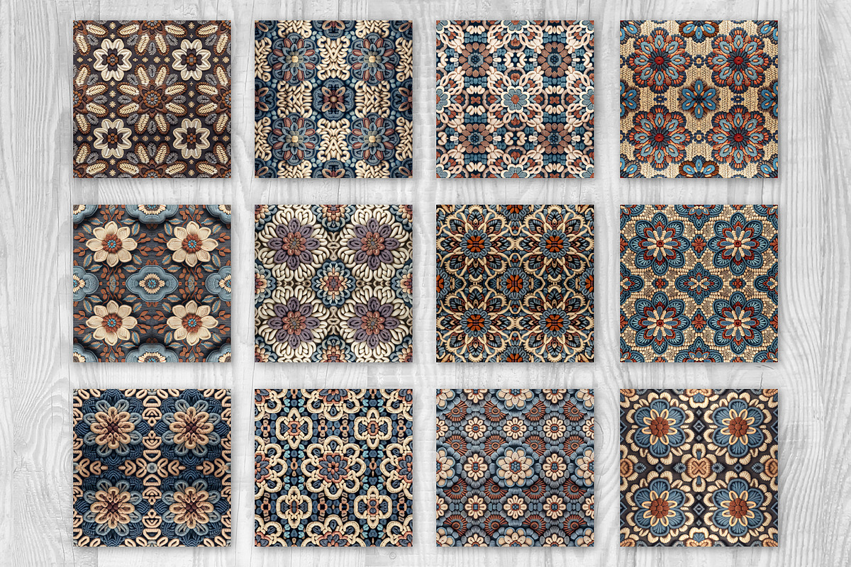 Chunky Wool Boho Flowers Textures, a Texture Graphic by Skritch Studio (Photo 3 of 7)