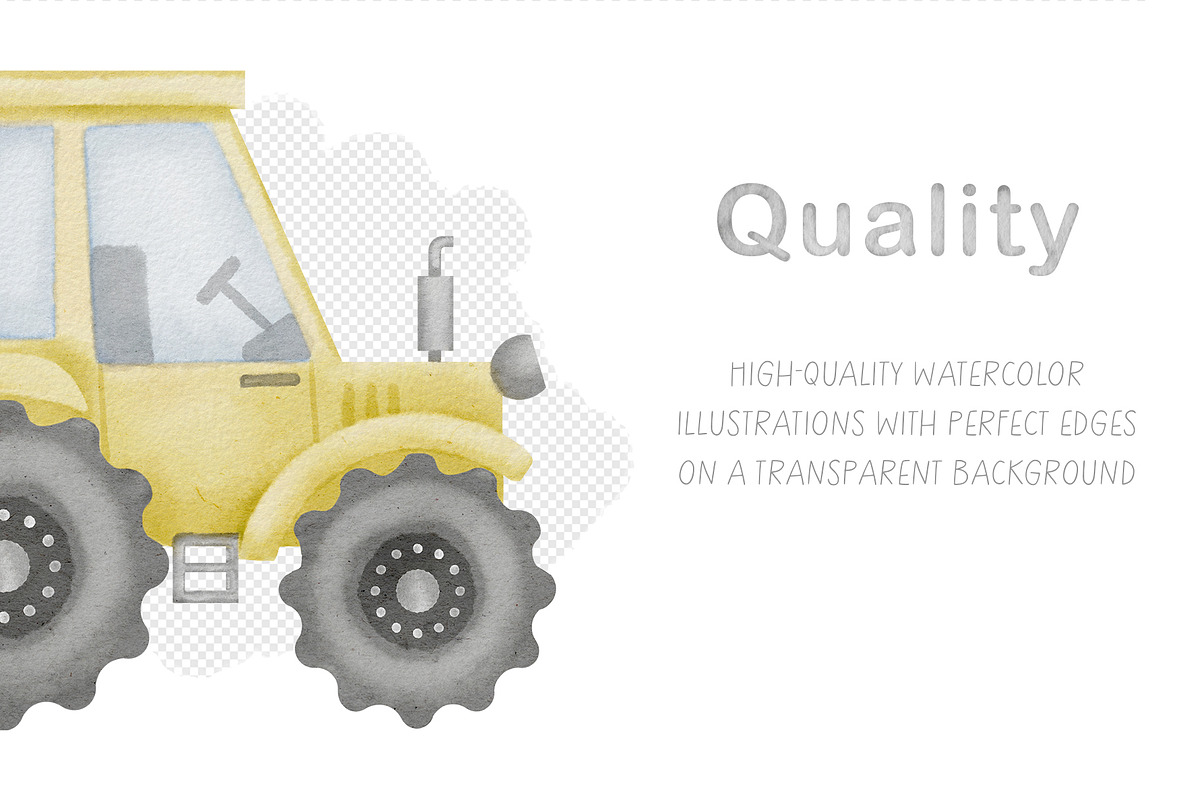 Construction Trucks watercolor set, a Transportation Illustration by Alisles (Photo 15 of 16)