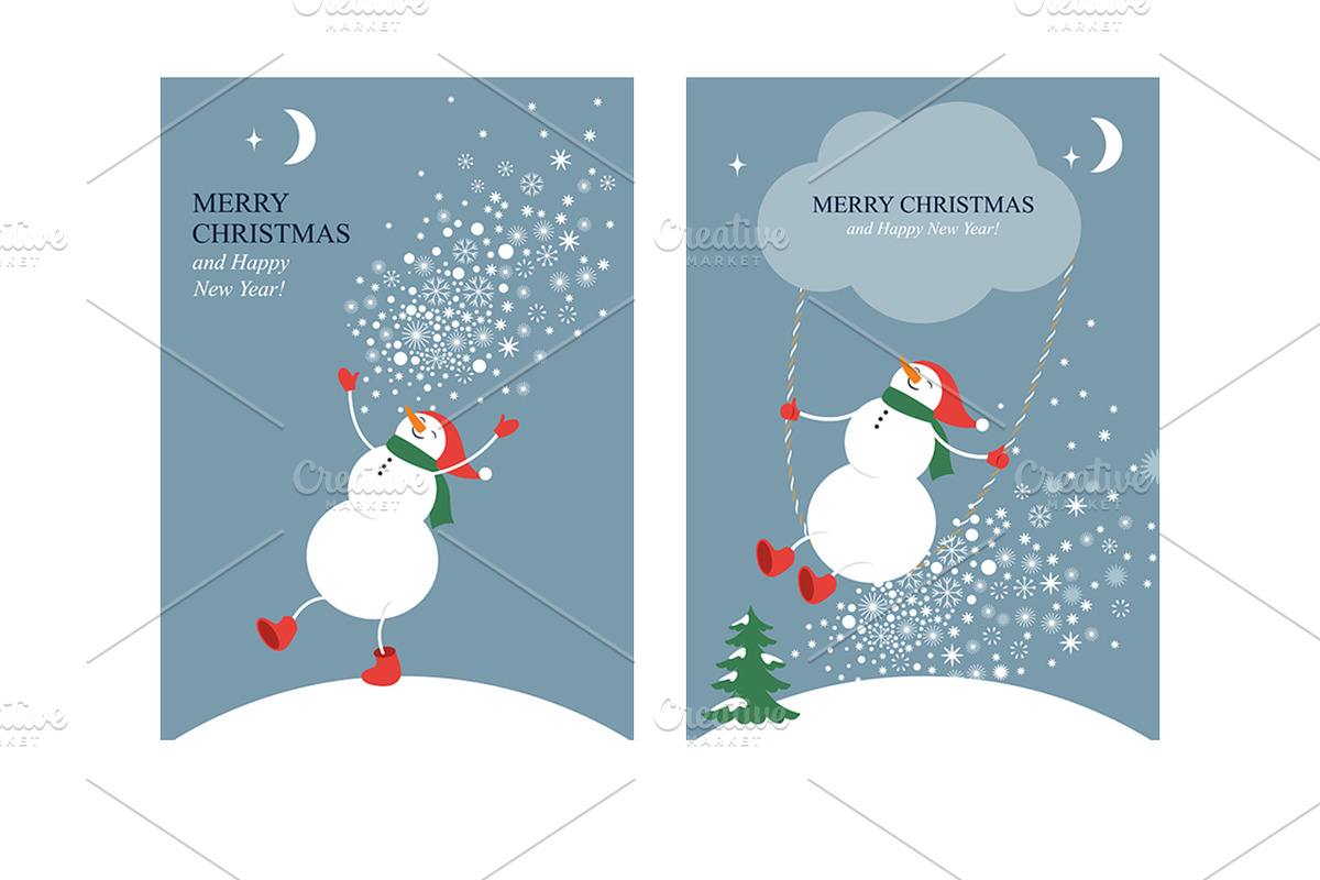 Christmas cards - Cute Snowman, a Seasonal Illustration by lenlis (Photo 3 of 3)