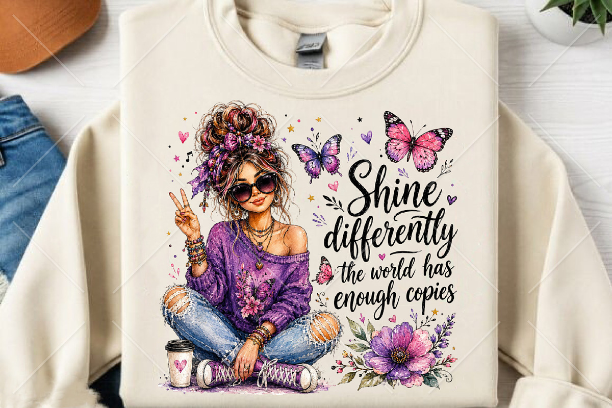 Shine Differently Purple Boho Girl, a Seasonal Illustration by Canvas Craft (Photo 1 of 6)