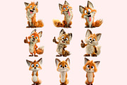 Funny Fox Clipart PNG Bundle, a Graphic by M9 Design (Thumbnail 2 of 9)