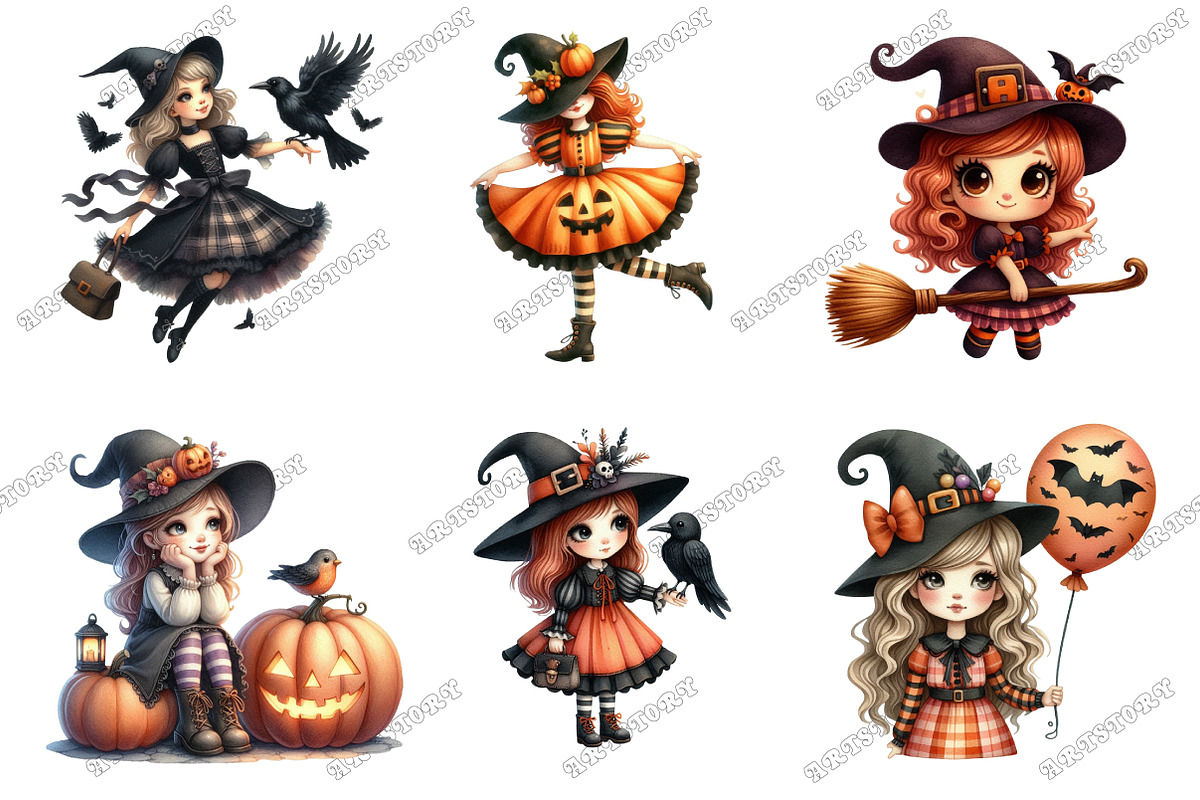 Whimsical Halloween Dolls Clipart, an Illustration by designcity5 (Photo 3 of 5)