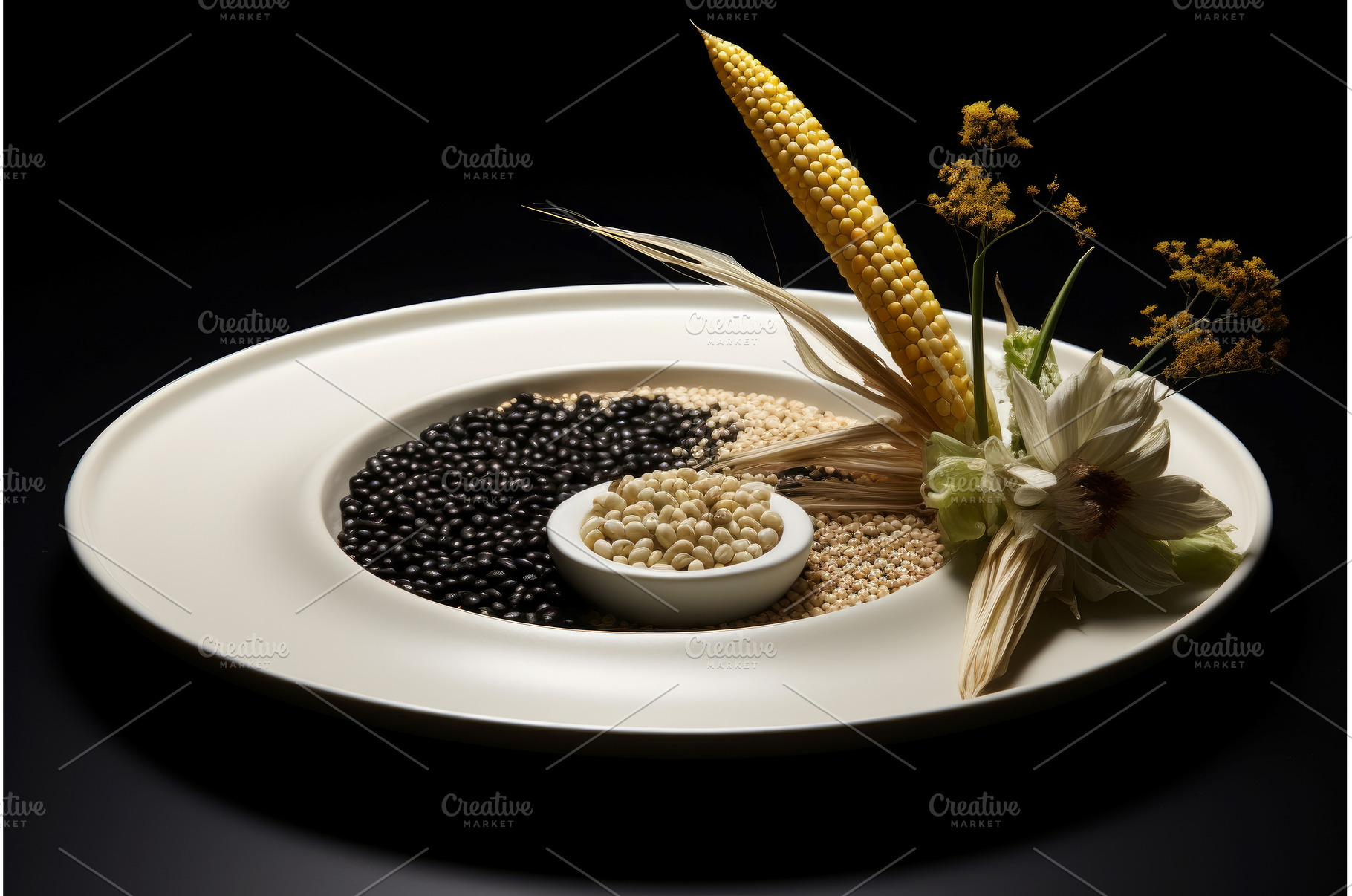 Colorful Grains plate. Generate Ai, a Food & Drink Photo by Ylivdesign