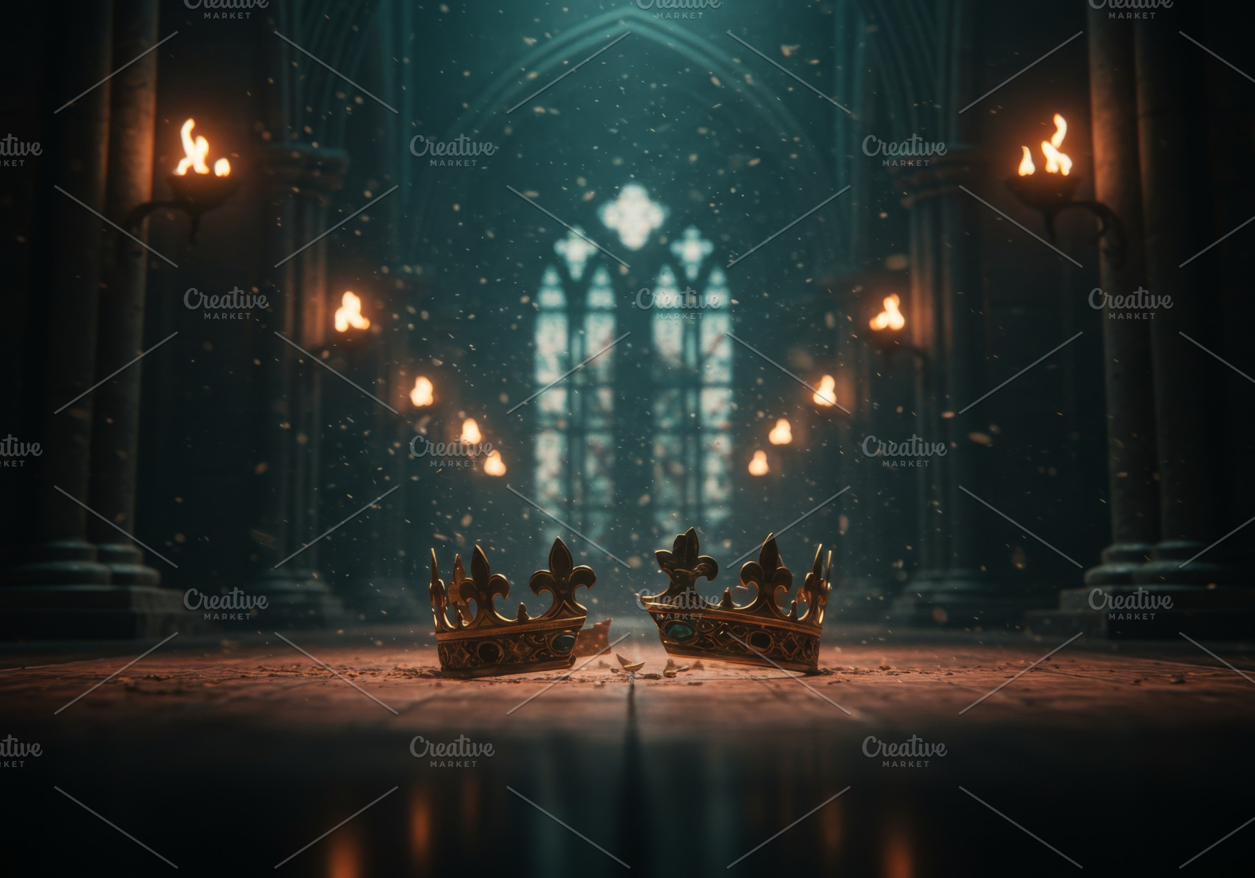 Two broken crowns lie on the floor o, a Photo by professorinc