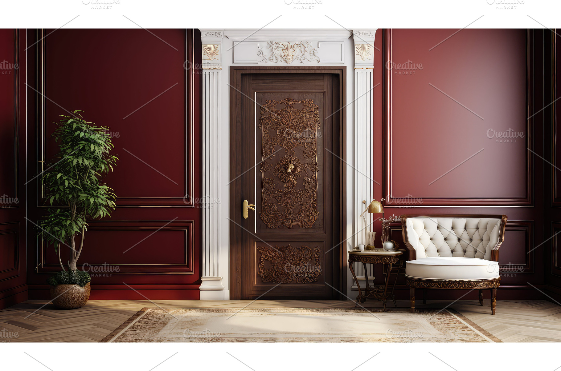 wood livingroom door ai generated, an Architecture Photo by pikepicture