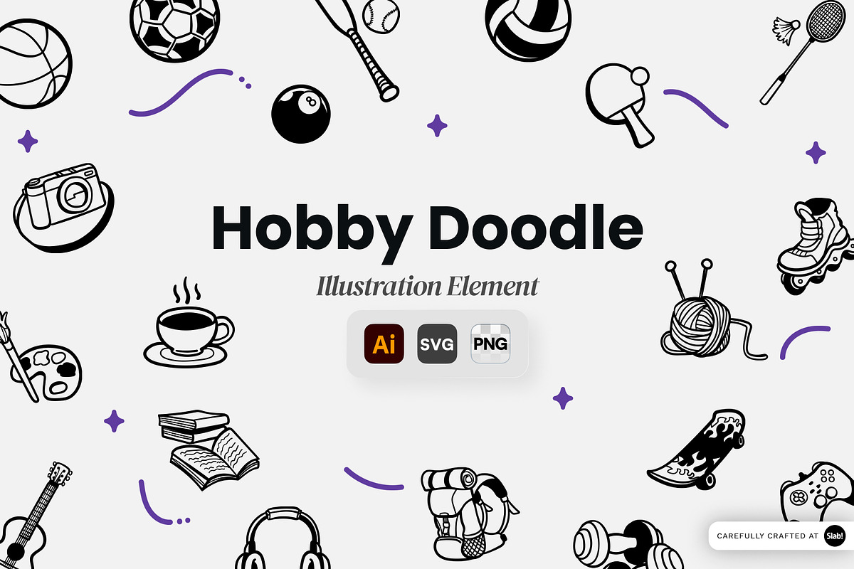 Hobby Doodle Illustration Element, an Object Graphic by SLAB! Design (Photo 1 of 2)