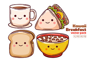 Kawaii Breakfast Vector Pack 01