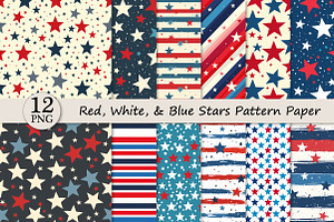 Red, White, & Blue Stars Pattern, a Texture Illustration by DreamPrint404