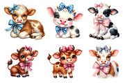 Cute Baby Cow Watercolor Clipart, an Illustration by CreationArt (Thumbnail 4 of 6)