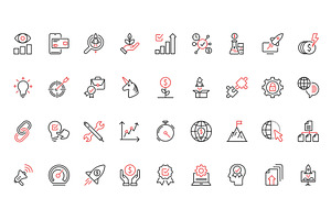 Startup technology success icons, a Finance Illustration by Lemberg Vector